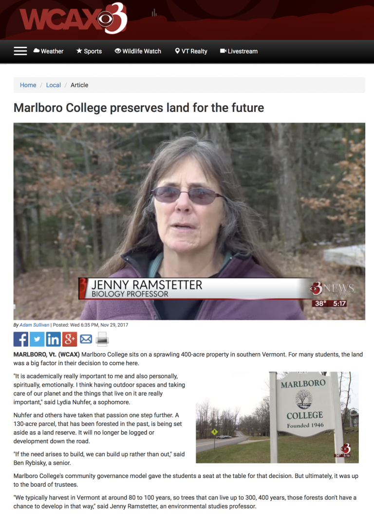 Screenshot of WCAX Article