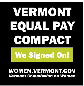 Graphic that reads "Vermont Equil Pay Compact: We signed on!"