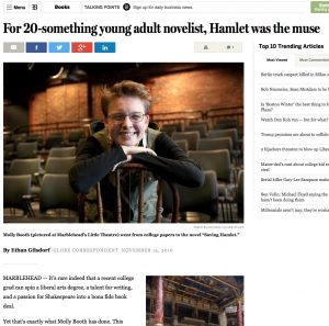 Screenshot of Molly Booth's article in the Boston Globe titled