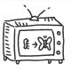 Black and white clipart of television