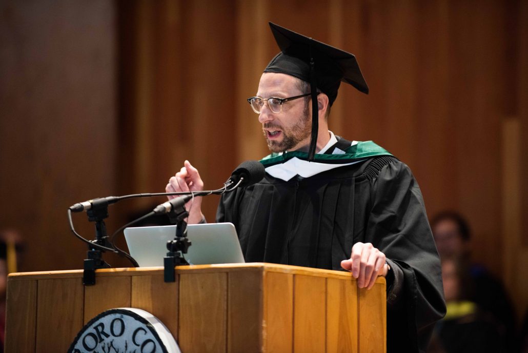 Sean Cole delivering the Commencement Address