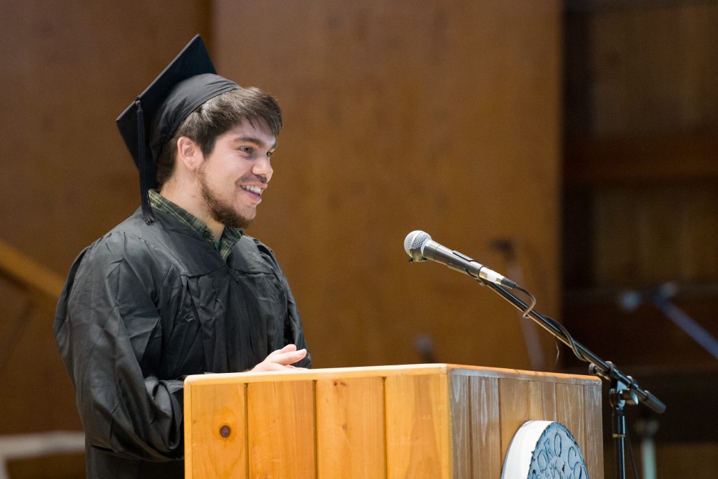 Nicholas Tamburini delivers his address