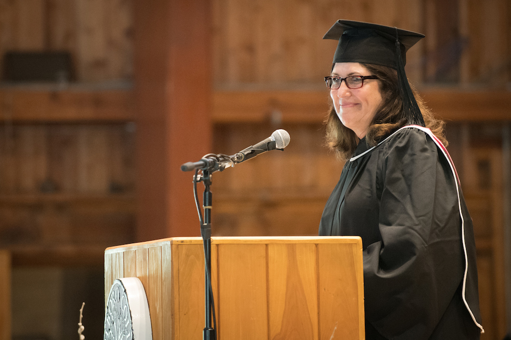 Lori Hanau delivers remarks