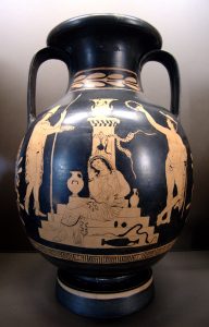 A vase with illustrations based from a scene from Oresteia